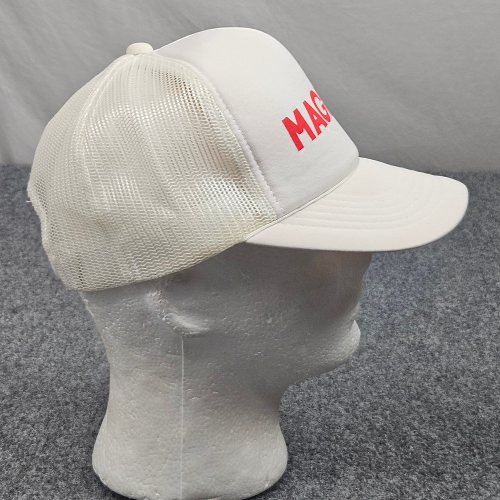 Vintage 90s Magnum‎ Trucker Hat White Red Mesh Snapback Foam Front Streetwear - Picture 4 of 6